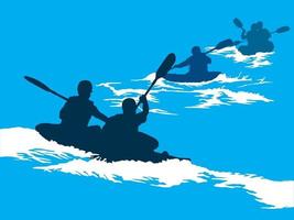 squadre di avventura in kayak vettore