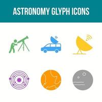 set di icone vettoriali glifo astronomico unico