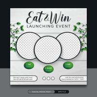 mangia e vinci il modello di banner per social media del concorso gastronomico vettore