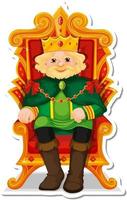 adesivo personaggio dei cartoni animati re seduto sul trono vettore