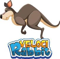 personaggio dei cartoni animati di canguro con banner di carattere velocirabbit isolato vettore
