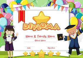 modello di certificato di diploma per bambini vettore