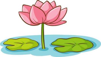un fiore di loto con foglie di loto sull'acqua in stile cartone animato
