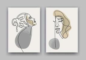 manifesto artistico linea viso donna collezioni di manifesti minimalisti vettore