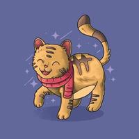 simpatico gatto indossare deve in inverno illustrazione vettoriale grunge
