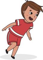 cartone animato che corre ragazzo in uniforme sportiva rossa vettore