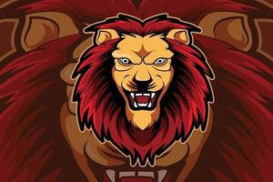 modello di logo della squadra di e-sport di leone arrabbiato vettore