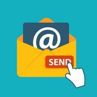 concetto di design piatto e-mail invia icona illustrazione vettoriale