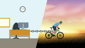 bicicletta ciclista e ufficio vettore