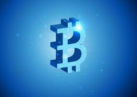 globale astratto digitale bitcoin crypto moneta vettore background.valuta e mondo ologramma. bitcoin futuristico fantascienza tecnologia concettuale con blu raggiante elettrico luci.vettore illustrazione