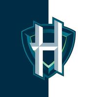 lettera h esports scudo logo vettore