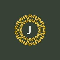 lettera j medaglione emblema iniziale cerchio distintivo logo vettore