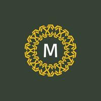 lettera m medaglione emblema iniziale cerchio distintivo logo vettore