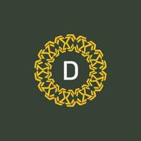 lettera d medaglione emblema iniziale cerchio distintivo logo vettore