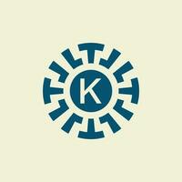 iniziale lettera K ornamentale cerchio emblema unico modello vettore