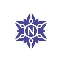iniziale lettera n floreale alfabeto telaio emblema logo vettore