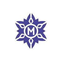 iniziale lettera m floreale alfabeto telaio emblema logo vettore