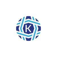 iniziale lettera K sfera logo simboleggiare globale connettività vettore