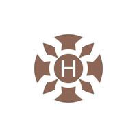 iniziale lettera h astratto decorativo naturale foglia perno emblema logo vettore