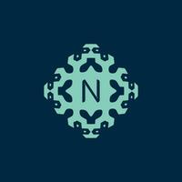 iniziale lettera n logo. un' dinamico emblema di scienza, Salute, e innovazione vettore