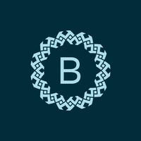 iniziale lettera B ornamentale emblema telaio cerchio modello logo vettore