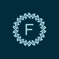 iniziale lettera f ornamentale emblema telaio cerchio modello logo vettore