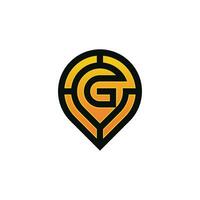 moderno iniziale lettera g perno Posizione carta geografica logo vettore