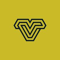 iniziale lettera vv o 2v monogramma logo vettore