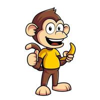 carino scimmia Tenere Banana cartone animato vettore icona illustrazione