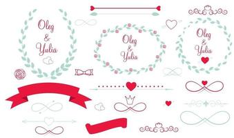 set di elementi grafici del matrimonio vettore