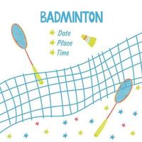 poster sportivo con attrezzatura da badminton vettore