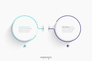 modello di progettazione di etichetta infografica vettoriale con icone e 2 opzioni o passaggi. può essere utilizzato per diagramma di processo, presentazioni, layout del flusso di lavoro, banner, diagramma di flusso, grafico informativo.