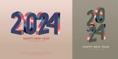semplice e pulito design 3d contento nuovo anno 2024.colorato pendenza numeri vettore