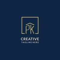 iniziale pk piazza Linee logo, moderno e lusso vero tenuta logo design vettore