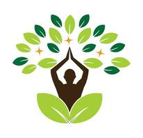 stock di disegno del logo di yoga. meditazione umana nell'illustrazione vettoriale del fiore di loto