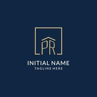 iniziale pr piazza Linee logo, moderno e lusso vero tenuta logo design vettore