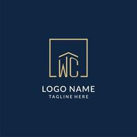 iniziale bagno piazza Linee logo, moderno e lusso vero tenuta logo design vettore