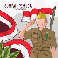 vettore mano disegnato illustrazione per indonesiano sumpah pemuda. illustrazione di veterano essere rispettoso