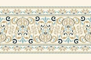 ikat floreale paisley ricamo su Marrone sfondo.ikat etnico orientale modello tradizionale.azteco stile astratto vettore illustrazione.disegno per trama, tessuto, abbigliamento, avvolgimento, decorazione, pareo, sciarpa