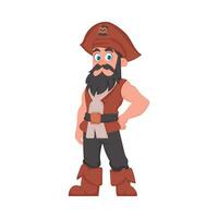 divertente e rigoroso uomo pirata. tipo nel un' pirata costume. cartone animato stile vettore