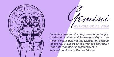 vettore bandiera o modello con bellissimo donna. concetti di zodiaco, astrologico cartello.