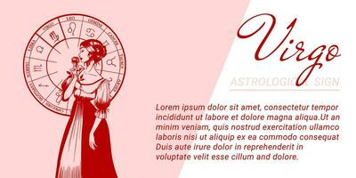 vettore bandiera o modello con bellissimo donna. concetti di zodiaco, astrologico cartello.