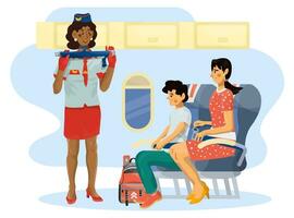 vettore illustrazione di schermo quale Spettacoli allacciare il tuo posto a sedere cintura nel un' cabina su un' aereo