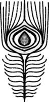 un' nero e bianca disegno di un' pavone piuma vettore
