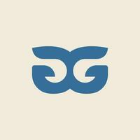 Doppio lettera g logo con balena coda vettore