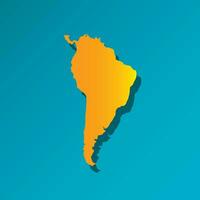 vettore illustrazione carta con arancia silhouette di Sud America. blu sfondo