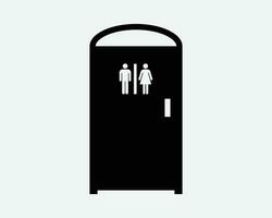 portatile gabinetto icona pubblico toilette bagno bagno camera sanitario igiene gabinetto maschio femmina nero bianca forma linea schema cartello simbolo eps vettore