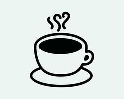 caffè icona caldo cioccolato bevanda tazza caldo bevanda tè boccale bar caffetteria latte macchiato cappuccino vapore nero bianca schema linea forma cartello simbolo eps vettore