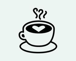 caffè arte icona bar latte macchiato cappuccino caldo caldo bevanda caffetteria caffè espresso latte boccale tazza schiumoso nero bianca schema linea forma cartello simbolo eps vettore
