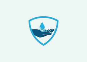 scudo acqua far cadere logo design vettore